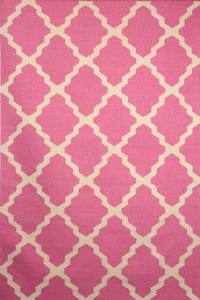 PINK IVORY TRELLIS HAND WOVEN DHURRIE by Imperial Knots - Image 1