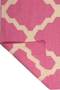 PINK IVORY TRELLIS HAND WOVEN DHURRIE by Imperial Knots - Image 4