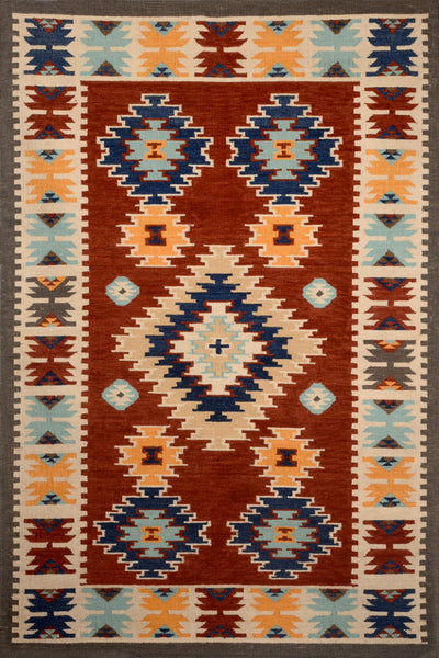 MULTICOLOR AZTEC HAND WOVEN KILIM DHURRIE