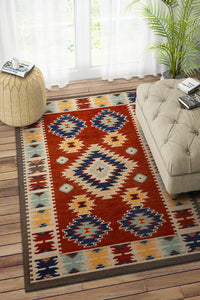 MULTICOLOR AZTEC HAND WOVEN KILIM DHURRIE by Imperial Knots - Image 2