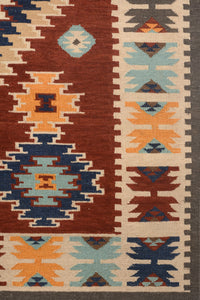 MULTICOLOR AZTEC HAND WOVEN KILIM DHURRIE by Imperial Knots - Image 3