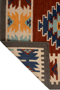 MULTICOLOR AZTEC HAND WOVEN KILIM DHURRIE by Imperial Knots - Image 4