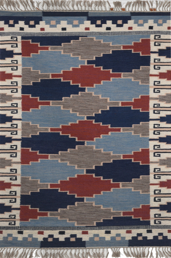 MULTICOLOR AZTEC HAND WOVEN KILIM DHURRIE by Imperial Knots - Image 1