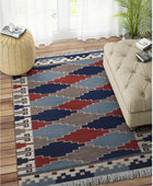 MULTICOLOR AZTEC HAND WOVEN KILIM DHURRIE by Imperial Knots - Image 2