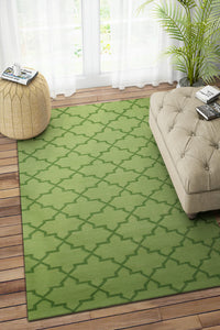 GREEN MOROCCAN HAND WOVEN DHURRIE by Imperial Knots - Image 2
