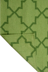 GREEN MOROCCAN HAND WOVEN DHURRIE by Imperial Knots - Image 4