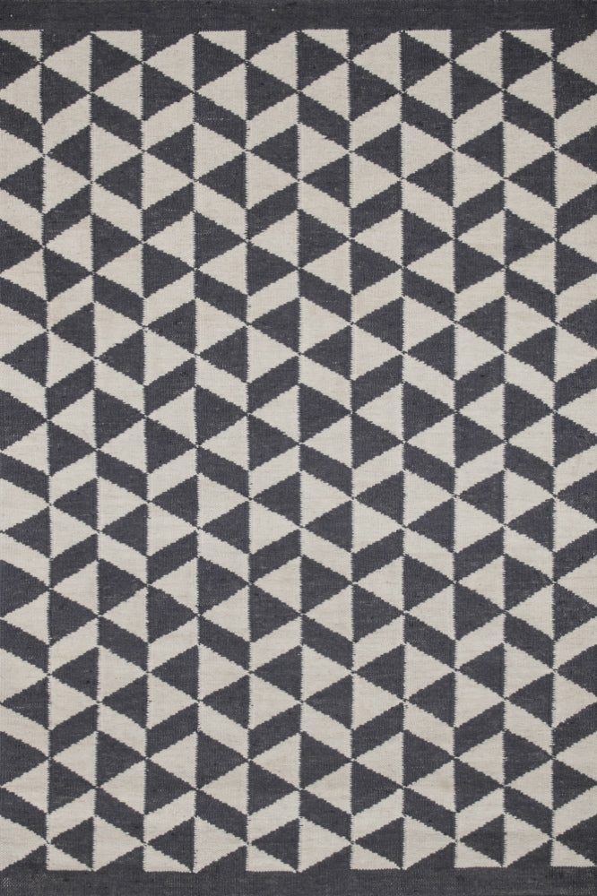 CHARCOAL GEOMETRIC HAND WOVEN DHURRIE