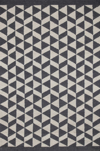 CHARCOAL GEOMETRIC HAND WOVEN DHURRIE by Imperial Knots - Image 1