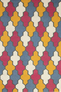 Multicolor moroccan hand woven dhurrie wool hand-woven rug for bedroom