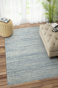 BLUE MULTICOLOR CHEVRON HAND WOVEN DHURRIE by Imperial Knots - Image 2