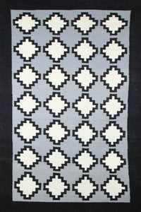 GREY AND BLACK AZTEC HAND WOVEN KILIM DHURRIE by Imperial Knots - Image 1