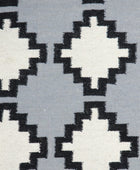 GREY AND BLACK AZTEC HAND WOVEN KILIM DHURRIE
