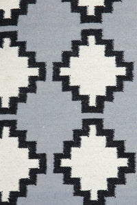 GREY AND BLACK AZTEC HAND WOVEN KILIM DHURRIE by Imperial Knots - Image 3