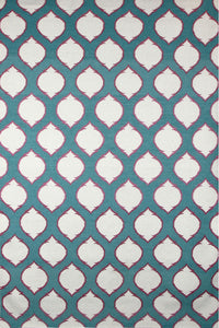 IVORY AND TEAL HAND WOVEN KILIM DHURRIE by Imperial Knots - Image 1