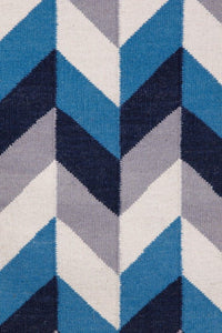 MULTICOLOR BLUE KILIM HAND WOVEN DHURRIE by Imperial Knots - Image 3