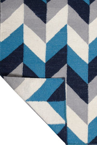 MULTICOLOR BLUE KILIM HAND WOVEN DHURRIE by Imperial Knots - Image 4