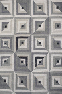 CHARCOAL AZTEC KILIM HAND WOVEN DHURRIE by Imperial Knots - Image 3