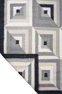 CHARCOAL AZTEC KILIM HAND WOVEN DHURRIE by Imperial Knots - Image 4