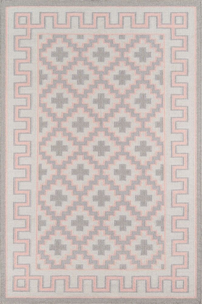 GREY AND PINK KILIM HAND WOVEN DHURRIE