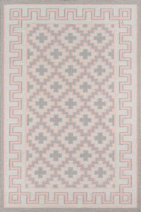 Grey and pink kilim hand woven dhurrie wool hand-woven rug for living