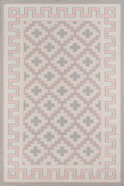 GREY AND PINK KILIM HAND WOVEN DHURRIE