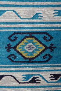 BLUE GREY KILIM HAND WOVEN DHURRIE by Imperial Knots - Image 3
