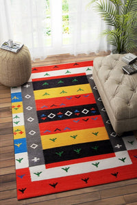 MULTICOLOR GABBEH KILIM HAND WOVEN DHURRIE by Imperial Knots - Image 2