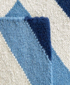 BLUE AND IVORY CHEVRON HAND WOVEN DHURRIE
