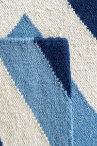 BLUE AND IVORY CHEVRON HAND WOVEN DHURRIE by Imperial Knots - Image 3