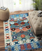 IVORY MULTICOLOR HAND WOVEN KILIM DHURRIE