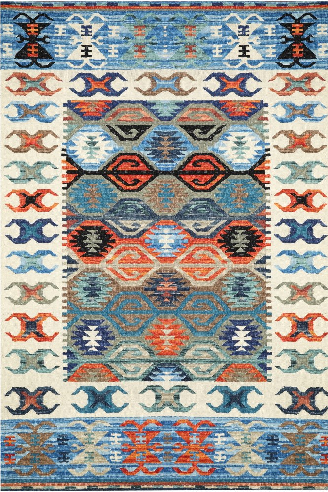 IVORY MULTICOLOR HAND WOVEN KILIM DHURRIE