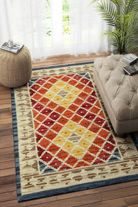 BEIGE MULTICOLOR HAND WOVEN KILIM DHURRIE by Imperial Knots - Image 2
