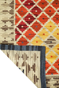 BEIGE MULTICOLOR HAND WOVEN KILIM DHURRIE by Imperial Knots - Image 4