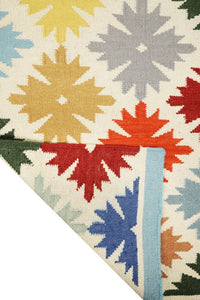 IVORY MULTICOLOR HAND WOVEN KILIM DHURRIE by Imperial Knots - Image 4