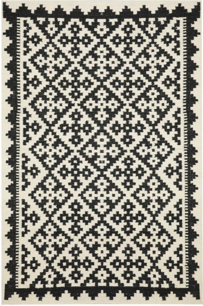 BLACK AND WHITE PIXEL HAND WOVEN KILIM DHURRIE by Imperial Knots - Image 2