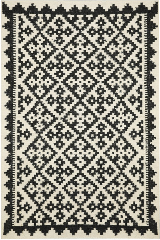 BLACK AND WHITE PIXEL HAND WOVEN KILIM DHURRIE by Imperial Knots - Image 2