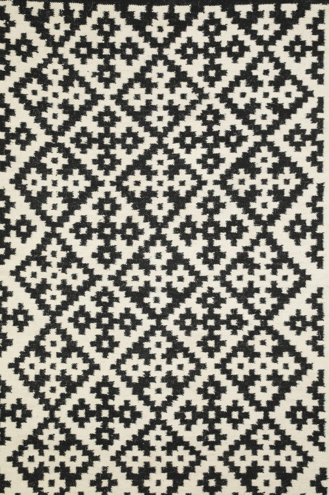 BLACK AND WHITE PIXEL HAND WOVEN KILIM DHURRIE by Imperial Knots - Image 3