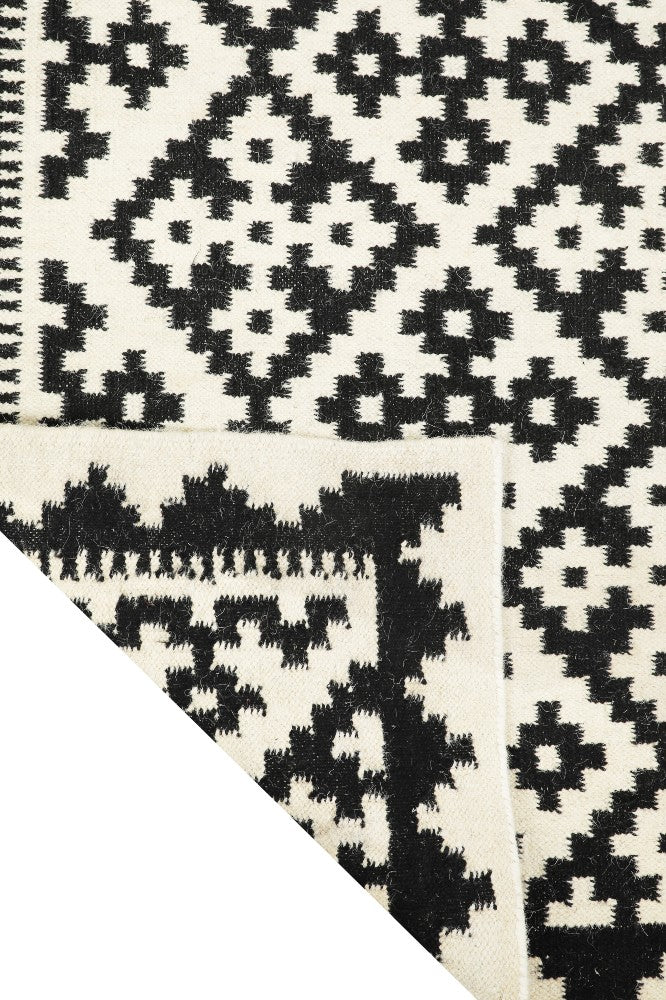 BLACK AND WHITE PIXEL HAND WOVEN KILIM DHURRIE by Imperial Knots - Image 4