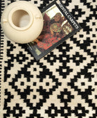 BLACK AND WHITE PIXEL HAND WOVEN KILIM DHURRIE CLOSEUP by Imperial Knots