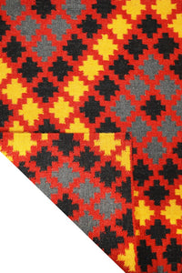 YELLOW MULTICOLOR GEOMETRIC HAND WOVEN KILIM DHURRIE by Imperial Knots - Image 4