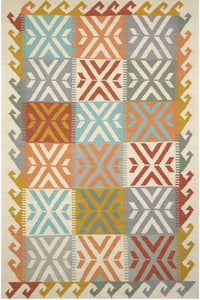 MULTICOLOR GEOMETRIC HAND WOVEN KILIM DHURRIE by Imperial Knots - Image 1