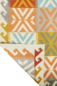 MULTICOLOR GEOMETRIC HAND WOVEN KILIM DHURRIE by Imperial Knots - Image 4