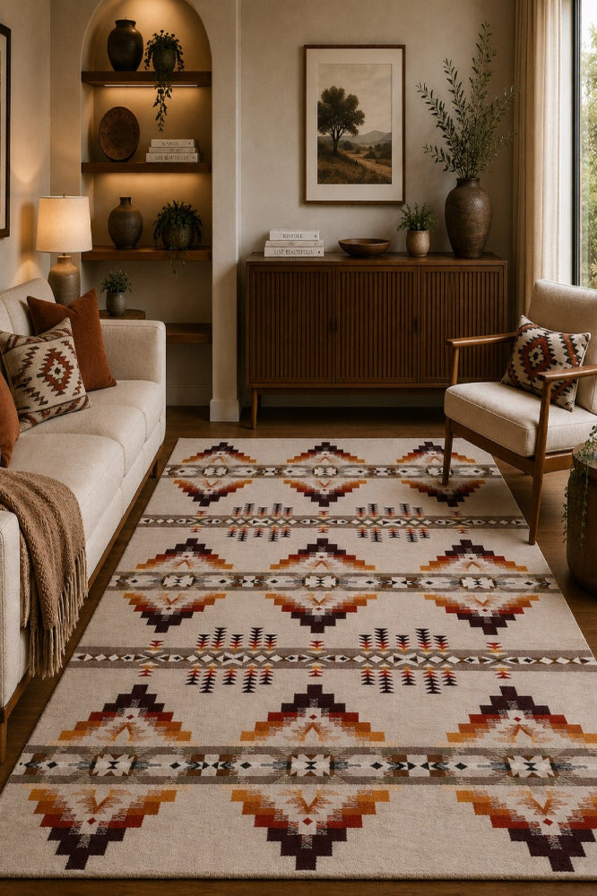 CAMEL MULTICOLOR HAND WOVEN KILIM DHURRIE