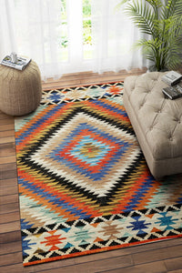 MULTICOLOR HAND WOVEN KILIM DHURRIE by Imperial Knots - Image 2