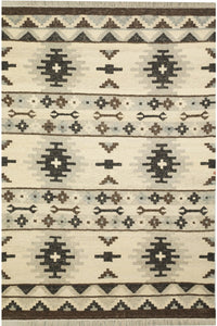 GREY IVORY HAND WOVEN KILIM DHURRIE by Imperial Knots - Image 1