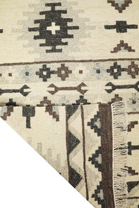 GREY IVORY HAND WOVEN KILIM DHURRIE by Imperial Knots - Image 4