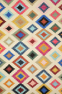 IVORY MULTICOLOR PIXEL HAND WOVEN KILIM DHURRIE by Imperial Knots - Image 3