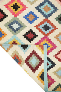 IVORY MULTICOLOR PIXEL HAND WOVEN KILIM DHURRIE by Imperial Knots - Image 4