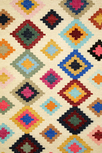 IVORY MULTICOLOR PIXEL HAND WOVEN KILIM DHURRIE by Imperial Knots - Image 3