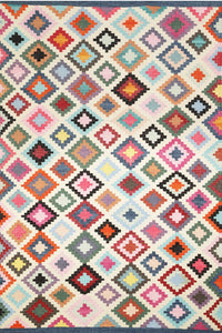 IVORY MULTICOLOR PIXEL HAND WOVEN KILIM DHURRIE by Imperial Knots - Image 1